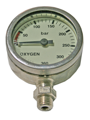 Painemittari,52 mm 0-360 Bar, Oxygene,